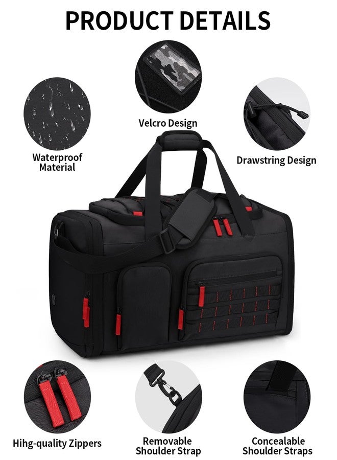 DD DEVILLI Gym Bags for Men Women, 45L Sports Travel Duffle Bag with Shoe Compartment, 3 in 1 Weekener Overnight Backpack with Wet Pocket, Black - Image 3